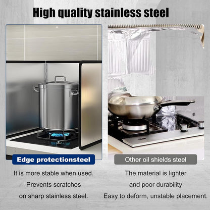 4-Sided Foldable Oil Splatter Guard, Stainless Steel for Frying | Nonstick Oil Splash Insulation, Foldable Design for Easy Storage, Protects Stove & Countertop, Heat Insulation Board