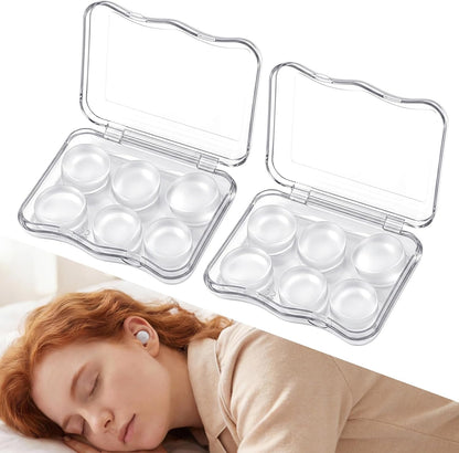 12 Pcs Moldable Silicone Ear Plugs Soft Transparent Earplugs for Sleeping | Noise Reduction Earplugs, Reusable Noise Cancelling EarPlug, Snoring, Travel, Concerts, Work, Study, Airplanes