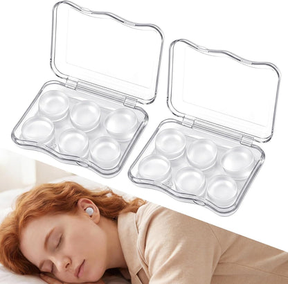 12 Pcs Moldable Silicone Ear Plugs Soft Transparent Earplugs for Sleeping