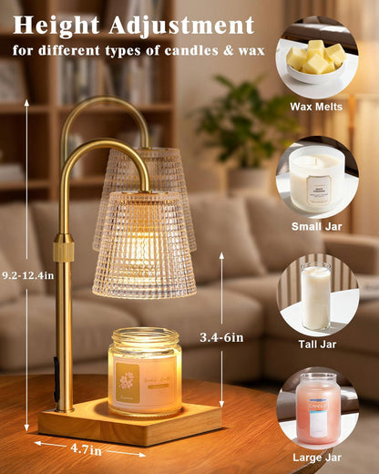 Hong-in Candle Warmer Lamp with Timer, House Warming Gifts New Home Decor | Dimmable & Adjustable Height, Electric Wax Warmer for Scented Wax Jar Candles,Gifts for Women Mom Sister