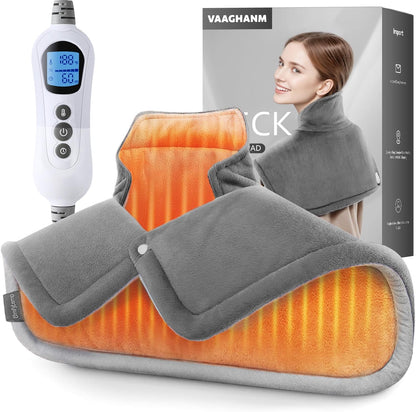 VAAGHANM Heating Pad: Electric Weighted Instant Heat Pad for Neck & Shoulders & Back -6 Heat Options & 6 Auto Timer Mode -for Office/Home/Post-Workout