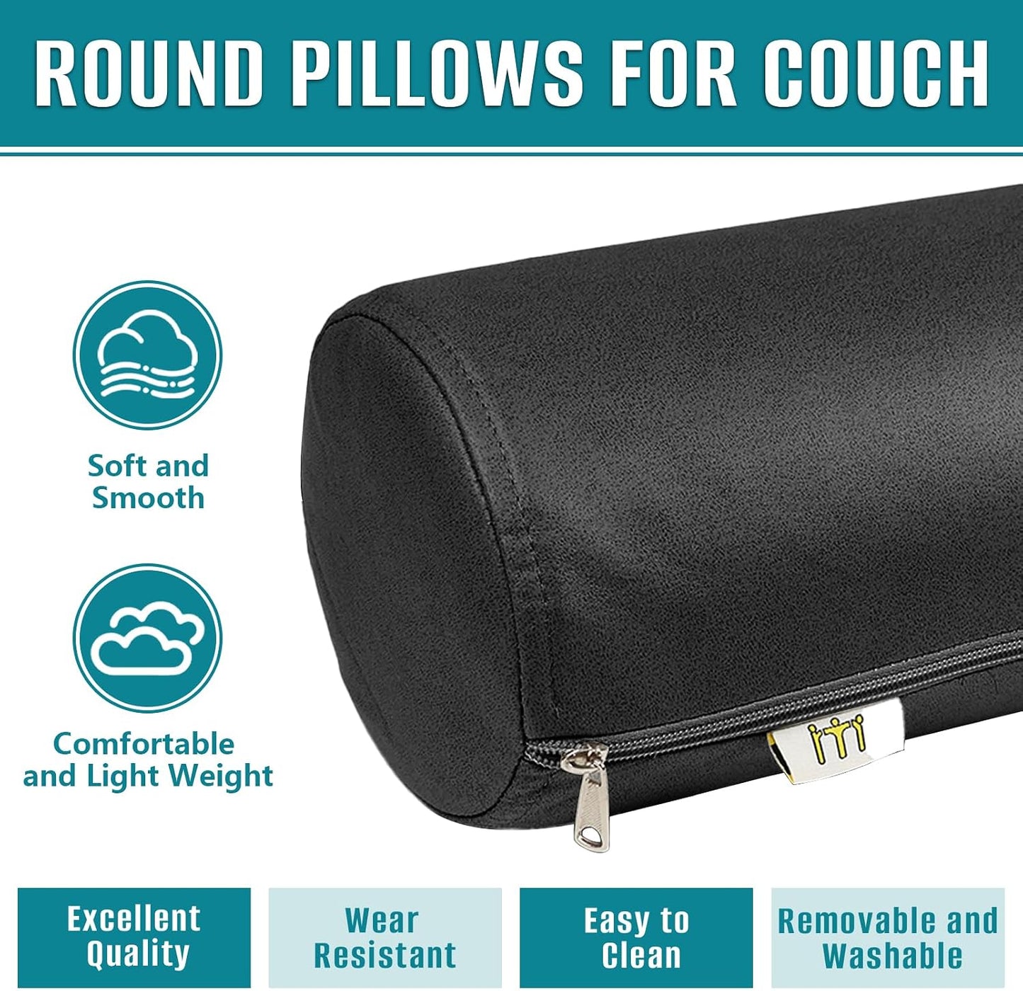 2 Pack Neck Roll Pillow, High-Density Foam Cylinder Bolster Pillow for Neck, Back & Lumbar Support, Ergonomic Round Pillow for Side Sleepers, Sleeping, Removable Washable Cover (7.9''x23.6'' Orange)