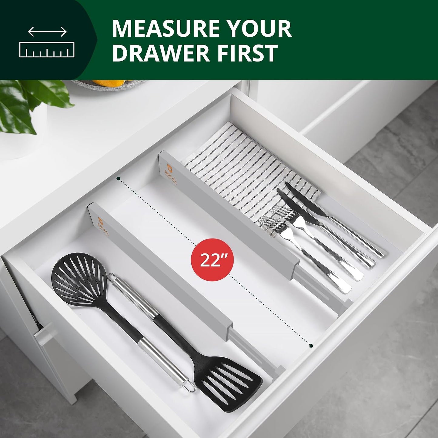 Bamboo Drawer Dividers Organizers, Adjustable Drawer Separator Splitters, 17–22 Inches Expandable Drawer Divider Organizer for Large Utensils, Kitchen, Bedroom, Dresser & Office Drawers 4-Pack