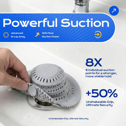 VLM 2 Pack Shower Drain Hair Catcher, Upgraded Drain Cover with Strong Suction Cups, Anti-Clog Hair Trap Stopper for Bathtub Shower Sink Laundry