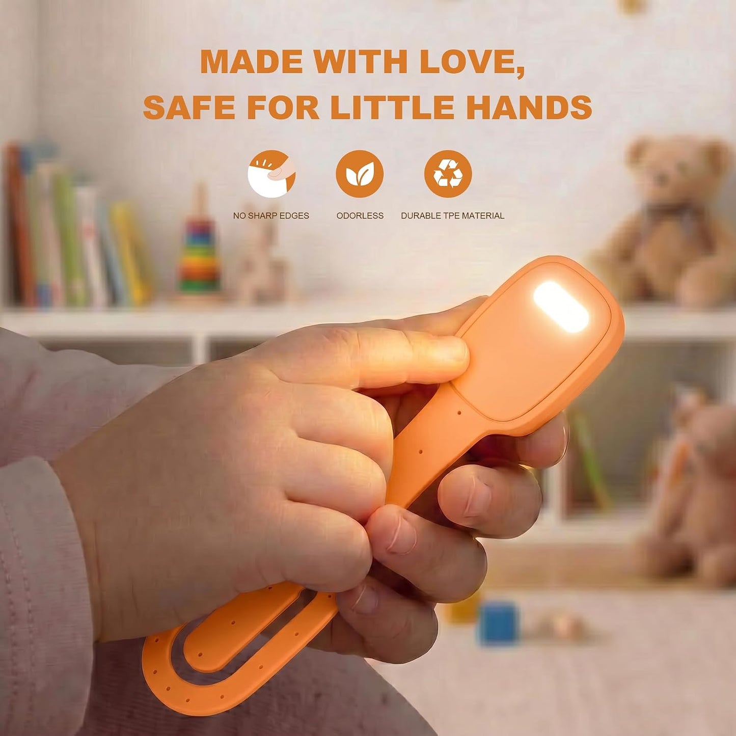 Rechargeable Kids Book Light, Cute Bookmark Reading Light for Kids, Dimmable Portable LED Book Light for Reading in Bed, Eye-Caring Bedtime Reading Lamp for Children & Travel, Brown