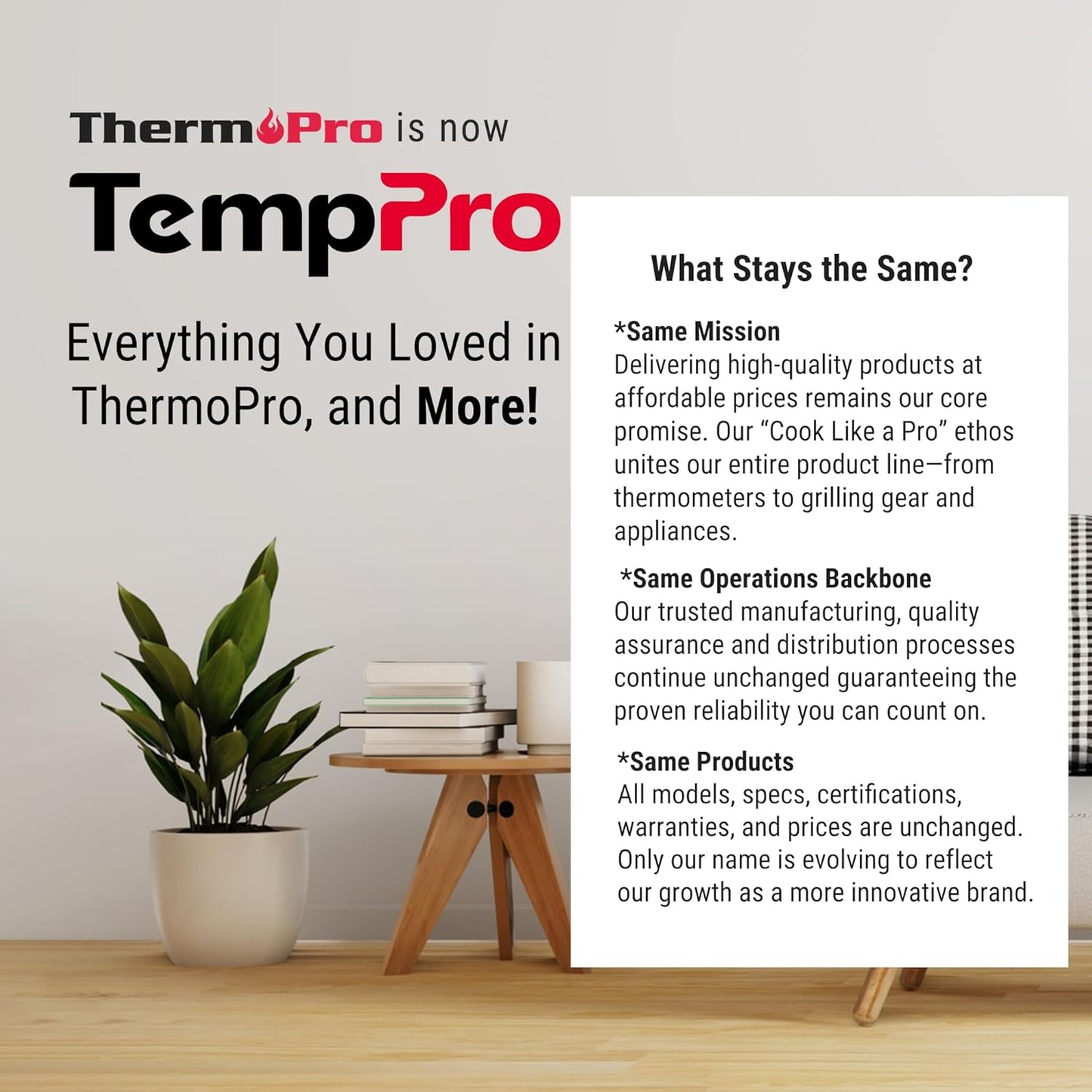 TempPro TempAir 500 FT Indoor Outdoor Thermometer Wireless with Sensor | Large LCD Display, No Hub or App Required, Outside Thermometer & Cold-Resistant Sensor for Patio (Previously ThermoPro)