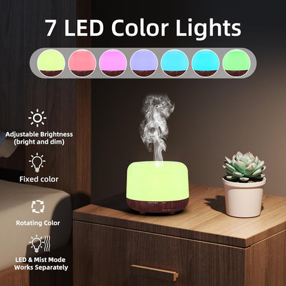 SPLITSKY 300ml Ultrasonic Essential Oil Diffuser with Remote Control | 7-color LED lighting, 2 mist modes, 2H and 4H timers, and waterless auto shut-off for bedrooms, desks and offices.