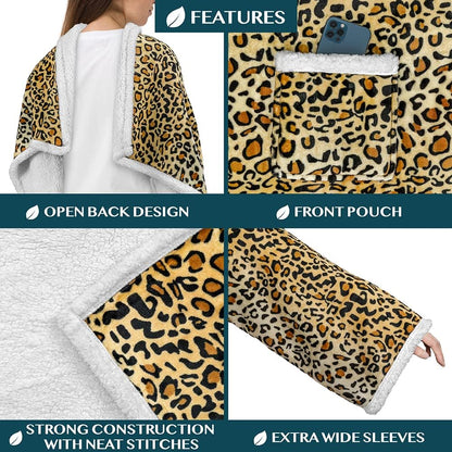 PAVILIA Wearable Blanket with Sleeves and Pocket for Women Men, Sherpa Trim