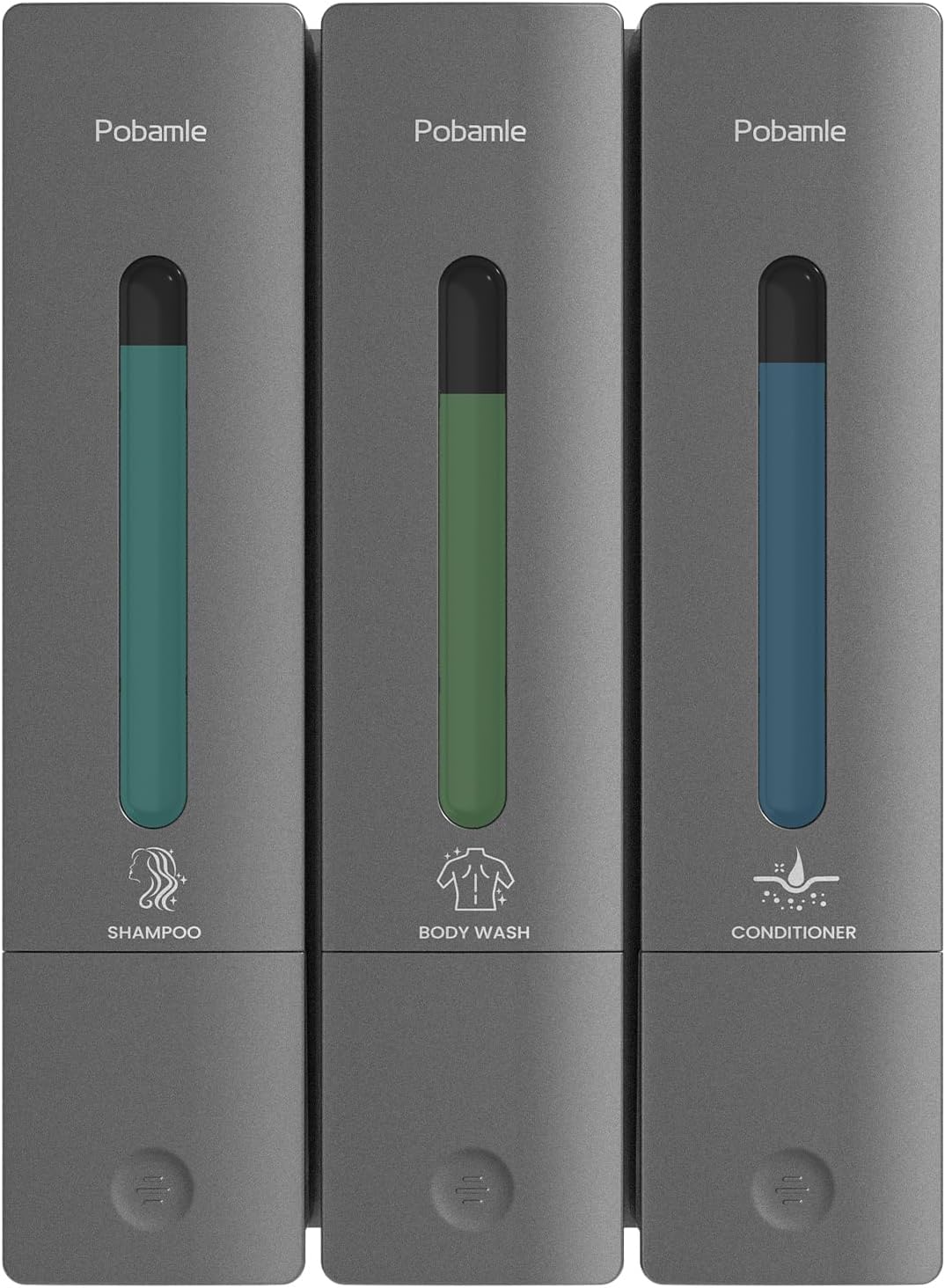 Shampoo and Conditioner Dispenser - Shower Soap Dispenser Wall Mounted No Drill - Shampoo Conditioner Body Wash Dispenser 3 Chamber - Easy Install for Bathroom Hotel Black 1200ml