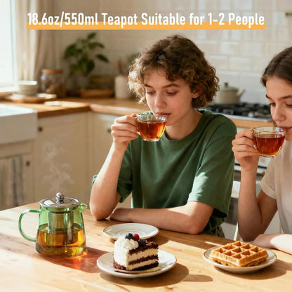 PARACITY Glass Teapot Stovetop 22 OZ/650ml, Tea pot with Removable 18/8 Stainless Steel Infuser, Borosilicate Clear Tea Kettle, Teapot Blooming and Loose Leaf Tea Maker Tea Brewer for Camping, Travel | Clear small tea kettle with infuser and tea pot with