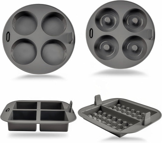 EM 4-pc Silicone Air Fryer Liners Baking Set for Cake, Donut, Waffle, and Brownie - Reusable Silicone Baking Molds for 3-5 Qt Airfryers - Easy to Clean Air Fryer Baking Accessories for Home Bakers