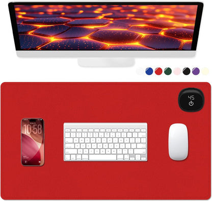 Heated Desk Pad, 31.5" x 13" Leather Non-Slip Warm Desk Pad, Large Mouse Mat with 3 Levels Heating & 3 Hours Auto Shut-Off, Hand and Foot Warmer for Office, Home, White