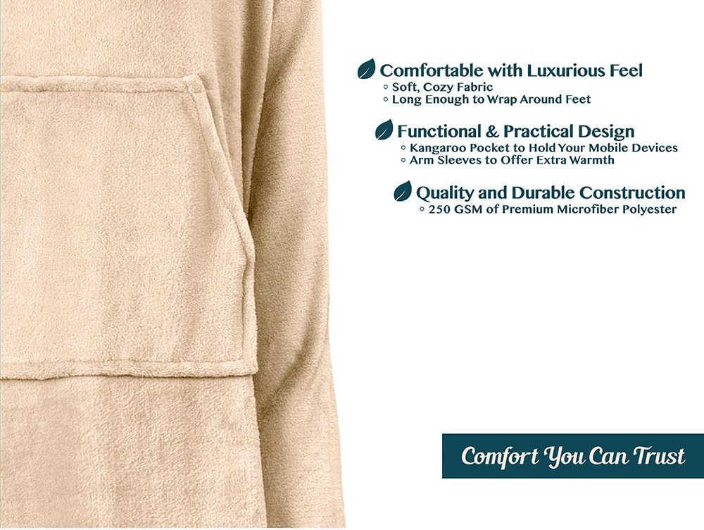 PAVILIA Blanket with Sleeves for Adult Women Men, Soft Warm Wearable Blanket Fleece Wrap Throw, Robe Blanket Gift