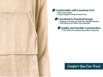 PAVILIA Blanket with Sleeves for Adult Women Men, Soft Warm Wearable Blanket Fleece Wrap Throw, Robe Blanket Gift