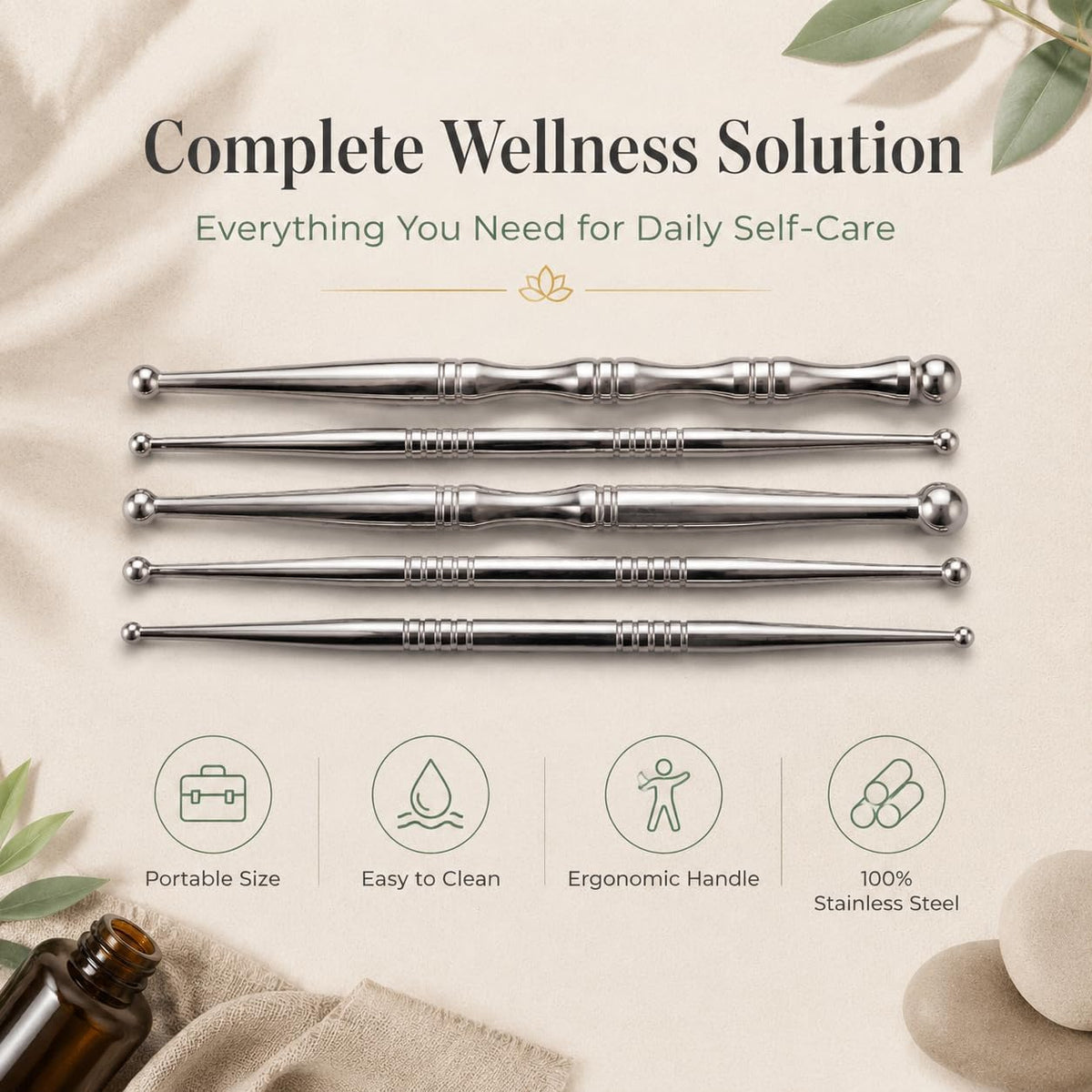 5PCS Stainless Steel Acupressure Tool Set,Trigger Point Massage Tools