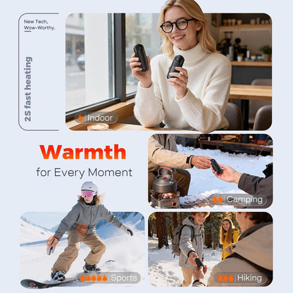 Hand Warmers Rechargeable 2 Pack, Electric Hand Warmer, 2-Second to 131°F with 5 Heat Levels, USB-C Portable Pocket Heater Handwarmers, UL Certified for Camping, Hunting, Gifts for Women Men