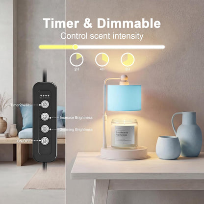 Candle Warmer Lamp with Timer, Best House Warming Gift, Height Adjustable & Dimmable Electric Candle Warmer Lamp, Includes 2 Bulbs, Birthday Gift for Women, Mom, Housewarming - Flaxen