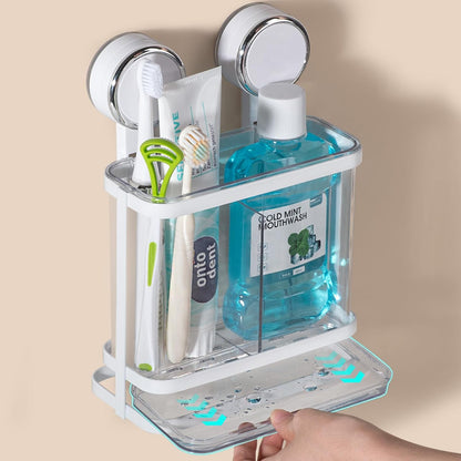Toothbrush Holders with Drain Tray, Hanging Toothbrush and Toothpaste Holder Organizer Bathroom Caddy Countertop for Toothpaste, Razors, Electric Toothbrush - Clear | Detachable, Easy to Clean, Bathroom Organizer for Electric Toothbrush, Razors