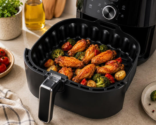 HBH Enterprises Silicone Air Fryer Liner for 5–6 QT Air Fryers, Reusable Food Grade Silicone Basket, Non-Stick, Dishwasher Safe, Heat Resistant to 450°F, Air Fryer Accessory, Black