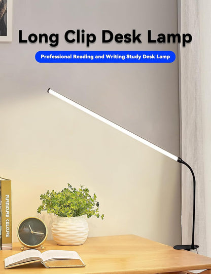 2 Pack LED Desk Lamp with Clamp,Eye-Friendly Clip on Lights for Home Office Study Reading,3 Modes 10 Brightness,Long Flexible Goose-Neck,Swing Arm Architect Task Table Lamps USB Usage