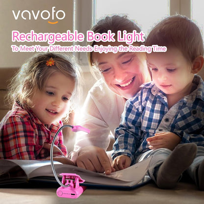 VAVOFO Rechargeable Book Light for Reading in Bed Kids, 7 LED Reading Light with 9-Level Warm Cool White Daylight, Eye Care Lamp with Power Indicator for Bookworms (Yellow)