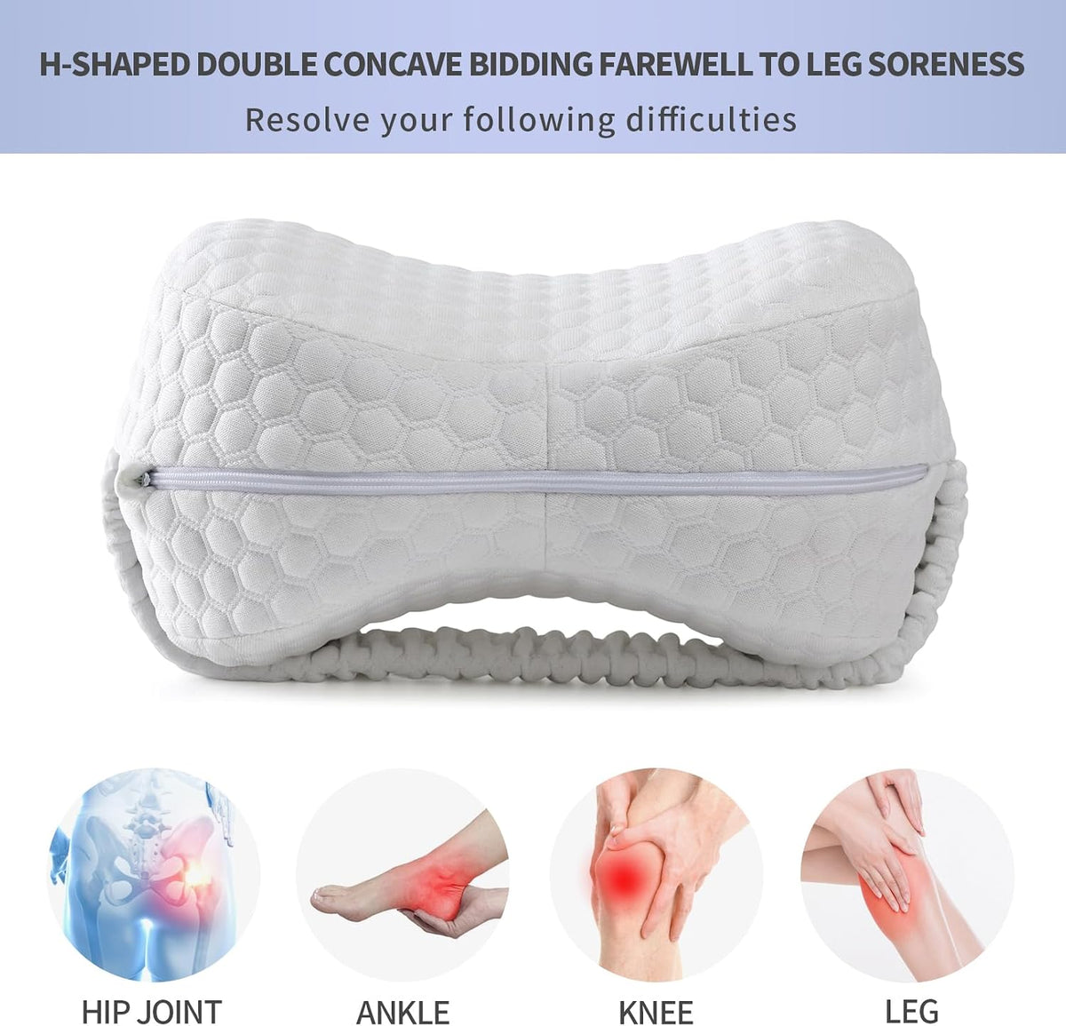 Side Sleeper Heart-Shaped Knee Pillow, Memory Foam Leg Positioning Pillow, Ergonomic Design, Perfect for Side Sleepers and Pregnant Women, Relieve Body Aches and Pains (Gray)
