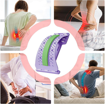 Lower Back Stretcher 3-Level Adjustable Lumbar Spine Massager Corrector | Back Board Stretcher Muscle Release Fitness Body Recovery for Men Athlete Sleeping Exercise Yoga Workout Home