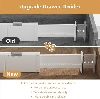 KABUM Upgrade Adjustable Drawer Divider Organizer(2.8 * 11.7-18.5") | Expandable Organization for Home, Office,2.8" High Expandable from 11.7" to 18.5",4 Dividers with 6 Long and 2 Short Inserts
