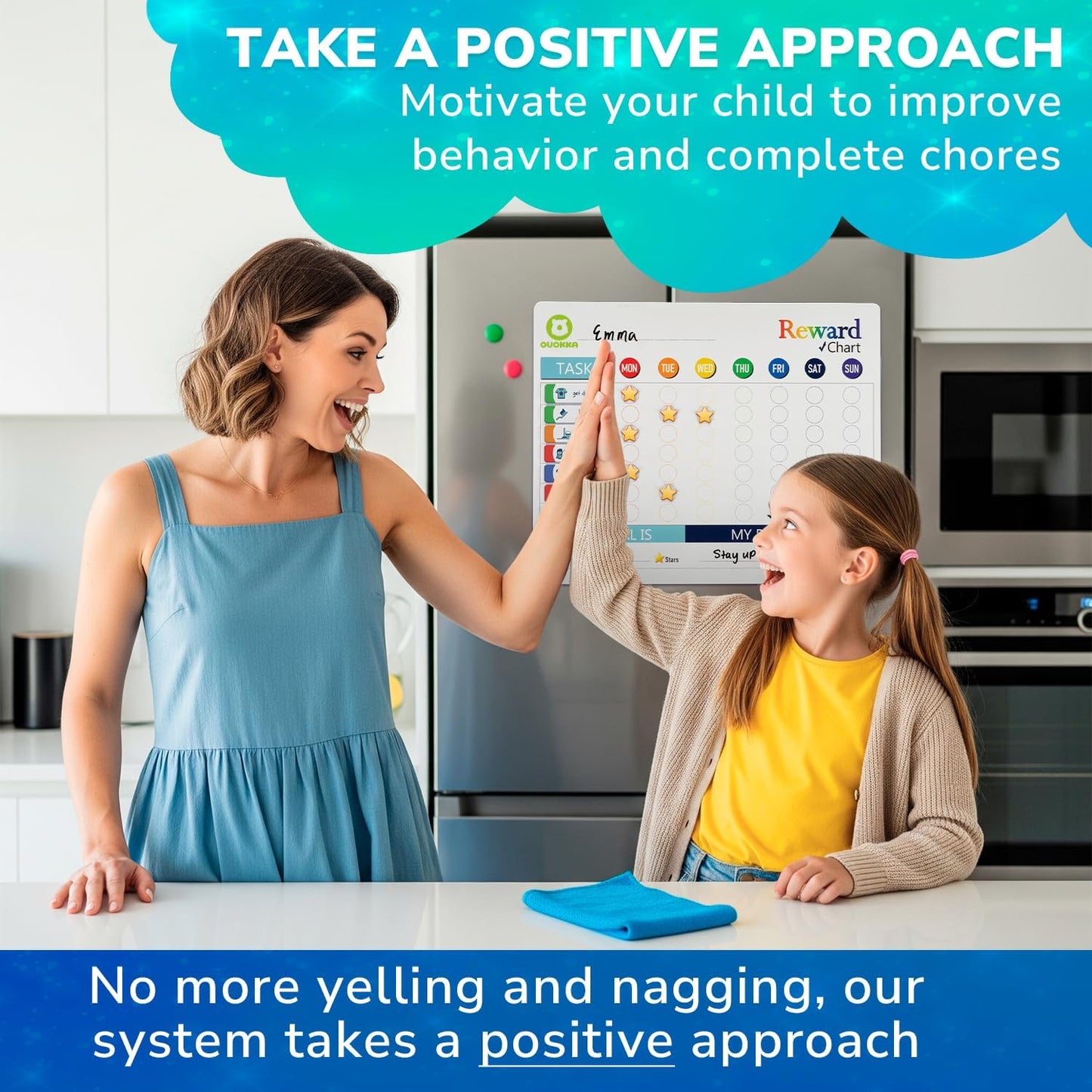 Magnetic Chore Chart for Kids - Reward Behavior Chart for Kids at Home | Dry Erase Morning Routine Schedule Board - Responsibility Star Chart for Toddlers 3-5 - 48 Magnets and 49 Stars