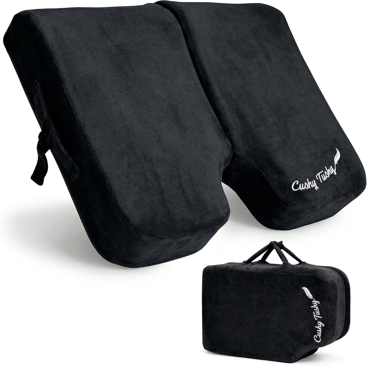 Cushy Tushy Premium Foldable Travel Seat Cushion - for Relief of Lower Back, Sciatic, Butt and Tailbone Pain - for Home & Office Use, Perfect for Travel or Driving - Coccyx Seat Cushion