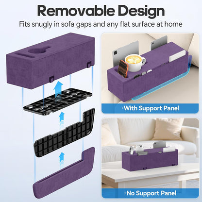 Removable Sofa Armrest Couch Caddy with Cup Holder Insert Between Cushions | Sofa Accessories Storage, Couch Armrest Pillow Table with Drink Holder