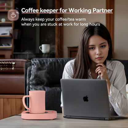 Enhanced Candle Wax Melt Warmer for Jar Candles, Safely Releases Scents Without Flame, Coffee Mug Warmer for Desk, Gravity-Induction Auto Shut Off, Electric Self Heated Plate for Heating Milk Tea