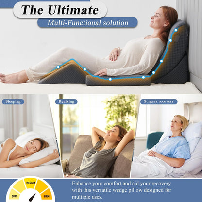 Axelrod Orthopedic Bed Wedge Pillow Set, Post Surgery Foam for Back, Neck and Leg Pain Relief Comfortable & Adjustable Ortho Pillows- Anti Snoring, Heartburn, Acid Reflux & GERD Sleeping Navy