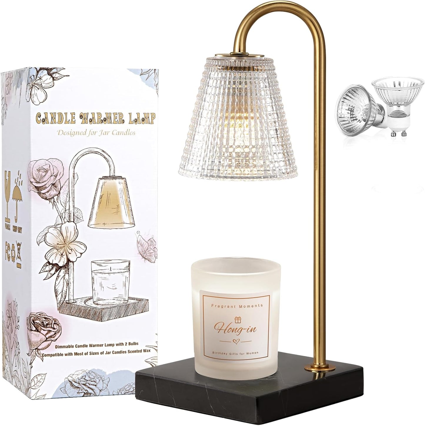 Hong-in Candle Warmer Lamp with Timer, House Warming Gifts New Home Decor | Dimmable & Adjustable Height, Electric Wax Warmer for Scented Wax Jar Candles,Gifts for Women Mom Sister