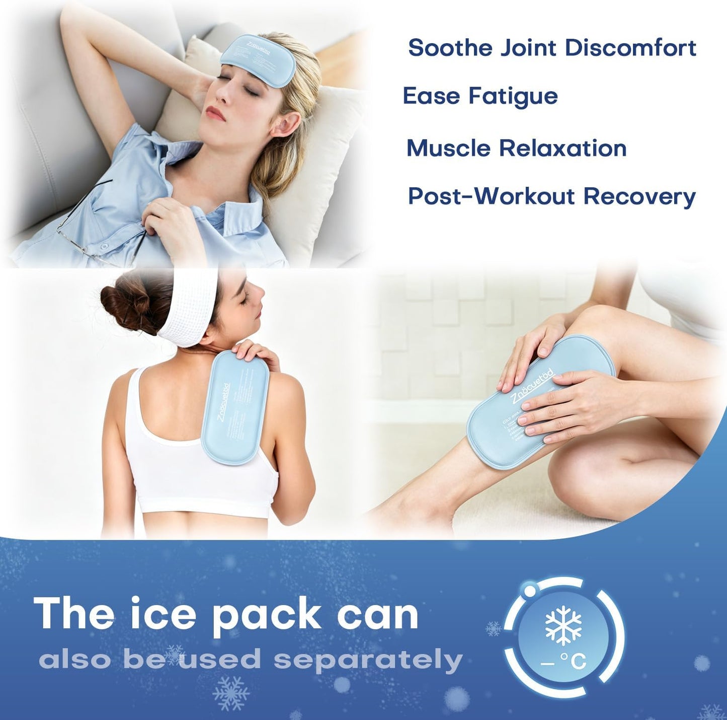 Gel Ice Packs for Injuries Reusable 2 Packs Hot Cold Gel Wrap with Strap | for Pain Relief Swelling Shoulder Rotator Cuff Back Hip Ankle Knee C-Section & Postpartum Recovery,10x5.5 Inch, Pink