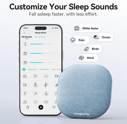 Kinglucky Upgrade F50 Under Pillow Speaker for Sleeping, Blue | Bluetooth 6.0, Built-in Sleep Sounds, TF/microSD Offline, Auto-Off Timer, Up to 10 Hours
