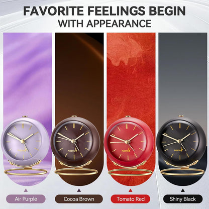 FLOITTUY Silent Table Analog Alarm Clock No Ticking, Lighted on Demand and Battery Operated, Beep Sounds, Small Desk Clock(Cocoa Brown)