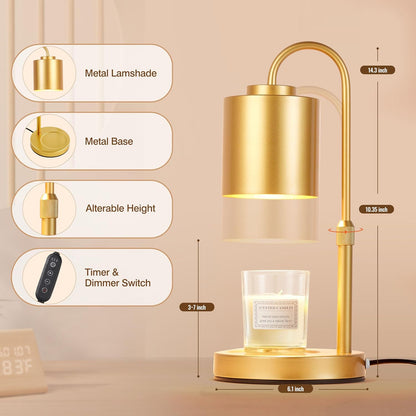 CASTLELIFE Candle Warmer Lamp with Timer & Dimmer, Height Adjustable Electric Wax Melt Warmer for Jar Candles, Gifts for Mom Home Decor, White