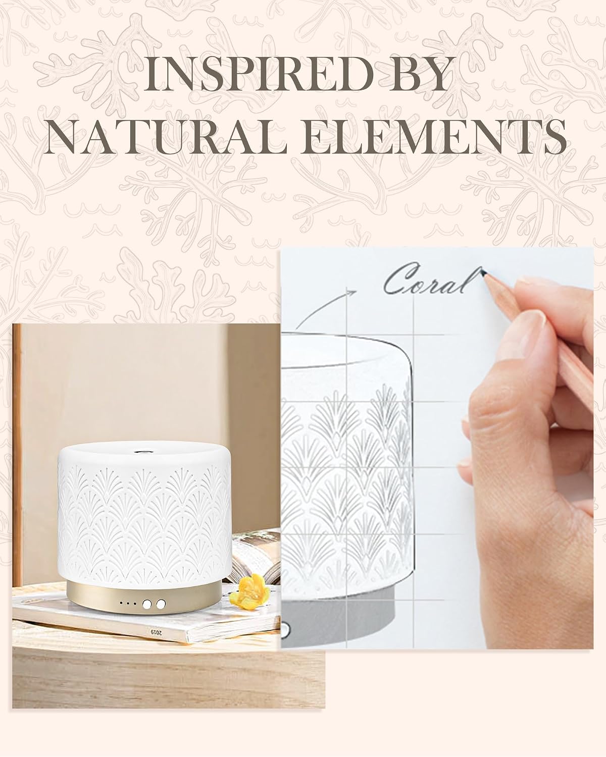 Essential Oil Diffuser - 280ml Ceramic Diffuser for Large Room & Commercial Use, 2.4MHz Aromatherapy Diffuser with Cool Mist Humidifier & Night Light, Ideal for Bedroom, Office, Yoga, Spa, Gifts