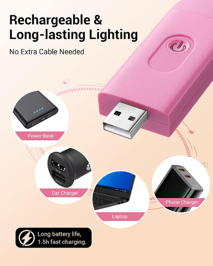DEWENWILS USB Rechargeable Book Reading Light, 3000K Warm White, Brightness Adjustable Clip on LED Bookmark Lamp at Night in Bed, Portable Booklight for Bookworms, Kids