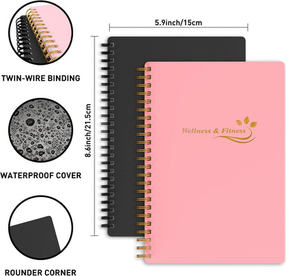 Wellness Planner & Fitness Log - Daily Diet & Health Journal with Weight Loss, Wellness Journal Notebook for Tracking Fitness, Sleep, Nutrition, Meal, Habits, A5(5.8 x 8.6 inch) (Green)