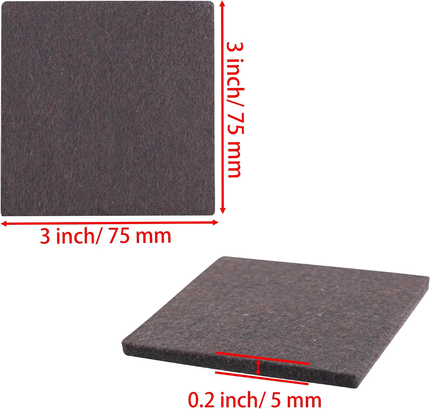 3.5inch Square Felt Furniture Pads, 16Pcs Self Adhesive Cuttable Felt Furniture Leg Pads Floor Protectors Furniture Sliders for Hardwoods Floors, Brown