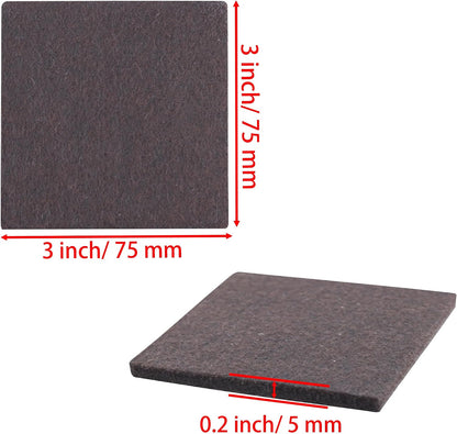 3.5inch Square Felt Furniture Pads, 16Pcs Self Adhesive Cuttable Felt Furniture Leg Pads Floor Protectors Furniture Sliders for Hardwoods Floors, Brown