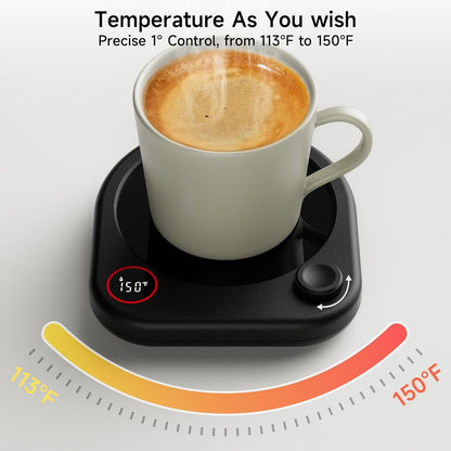 Coffee Mug Warmer for Desk, Cup Warmer with Temp Display & Timer | Coffee cup warmer plate with adjustable temperature, auto shut-off timer and mug sensor; also heats tea, milk and candle wax.