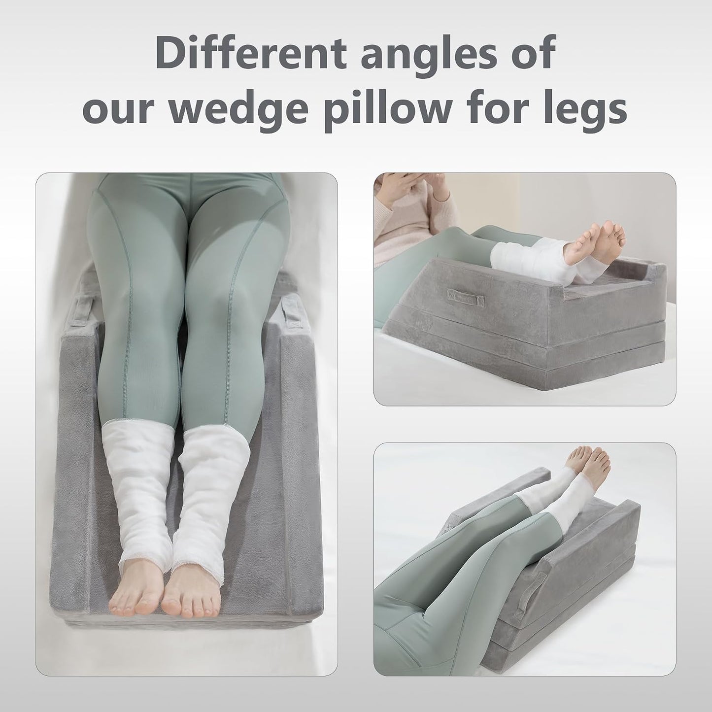 Wedge Pillow for Sleeping, Bed Wedge Pillow for After Surgery 3-Height Memory Foam Leg Elevation Pillow for Swelling Back Pain Relief Sciatica Knee Ankle Pain Bed Support Legs L 24"