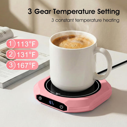 Coffee Mug Warmer with Timer for Desk, Auto Shut Off, Pink | 40W Fast Warmer & 3 Temp; Smart 1-12H Timer & Auto Shut-Off; Compact Pink Hot Plate for Desk; Ideal Gift for Mom & Wife