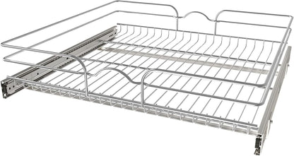 Rev-A-Shelf Pullout Organizer for Cabinets, Min Opening Width of 18" | STwo-Tier Steel Shelf for Kitchen or Vanity Cabinet Organization, Heavy Gauge Wire Slide Out Storage Basket, 5WB2-1822CR-1