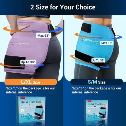 Comfytemp Hip Ice Pack Wrap for Sciatica Pain Relief, Hip Replacement Kit After Surgery, Reusable Gel Ice Pack for Injuries, Hot Cold Compress Recovery Items, Fathers Day Dad Gifts for Men, Blue (S/M)