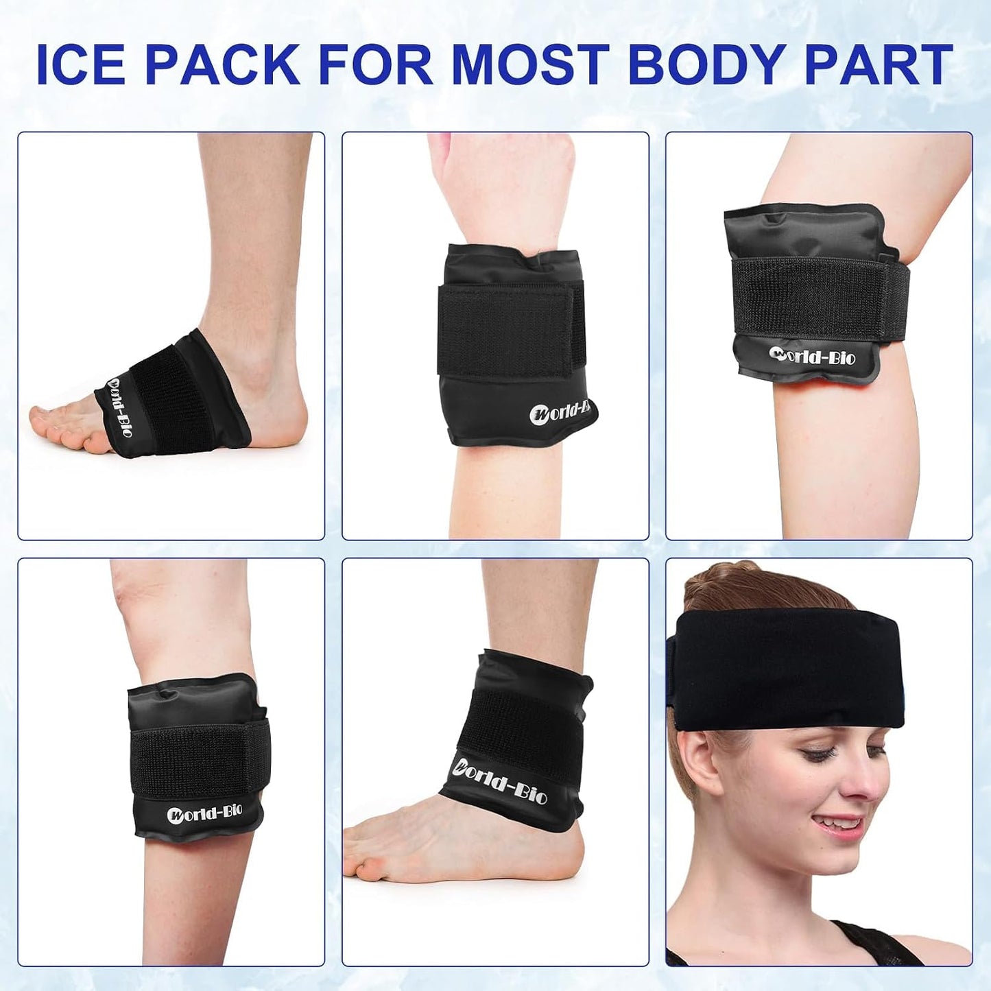 Gel Soft Flexible Ice Packs for Injuries, Reusable Cold Pack, Hot Cold Compress for Joint&Muscle Pain, Surgery Recovery, Inflammation, Swelling, Face, Head, Wrist, Ankle&Foot Injury, 4 Pack-5.1"x6.3"