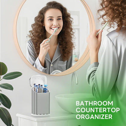 GFWARE Electric Toothbrush Holder with Cover, Ventilated & Drainage, Silver | Detachable 5 Slots Bathroom Organizer for Toothbrush & Toothpaste, Waterproof & Dustproof, Electric Toothbrushes Under 10 In